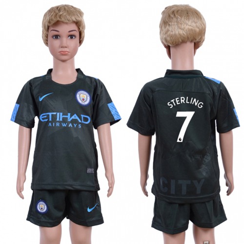 Manchester City #7 Sterling Sec Away Kid Soccer Club Jersey - Click Image to Close